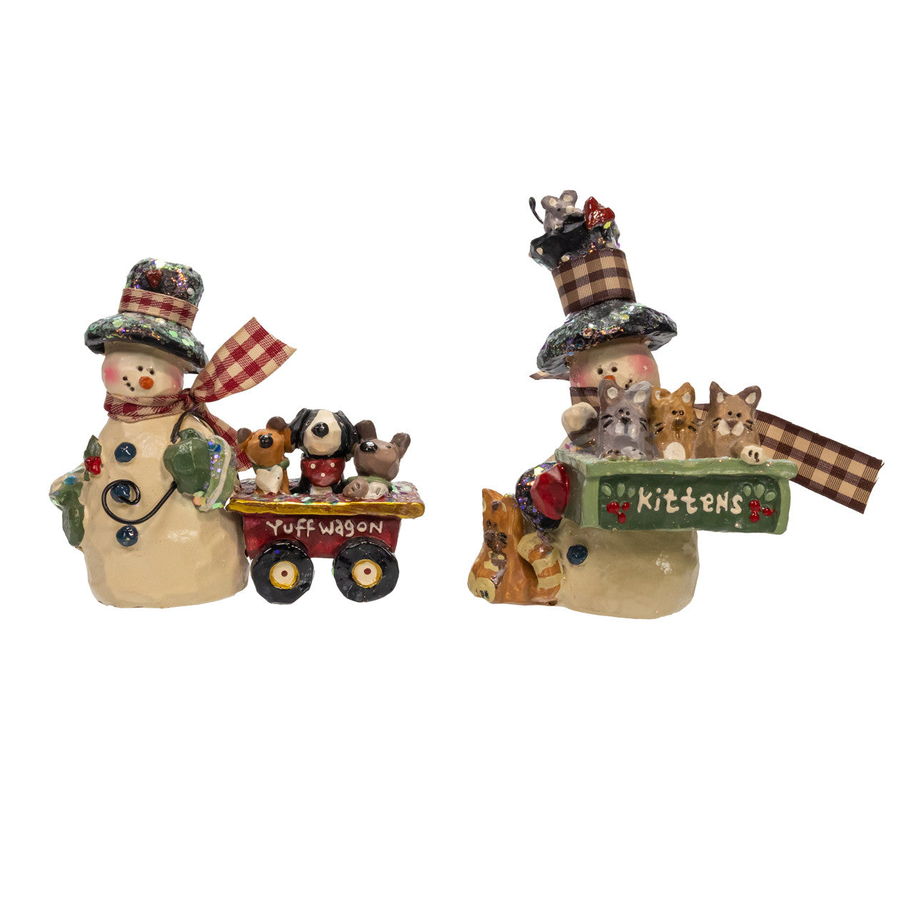 4-5" Snow Town Snowman With Pets Table Pieces