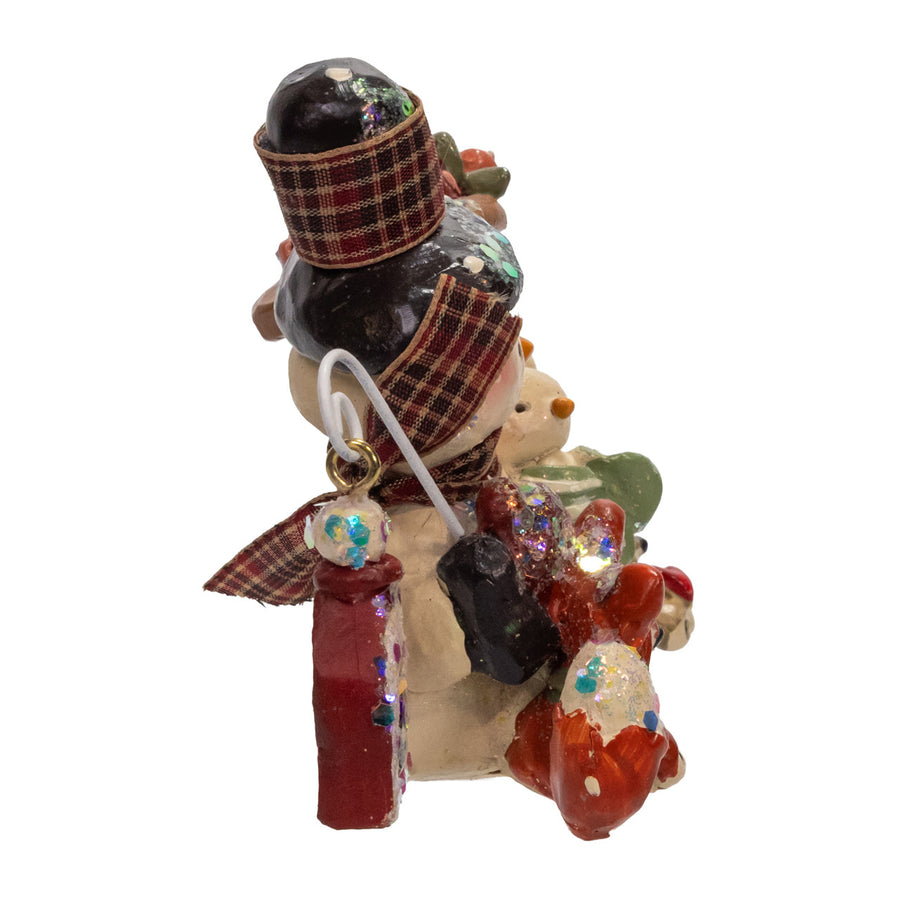 5.25" Snow Town Family With Animals Table Piece