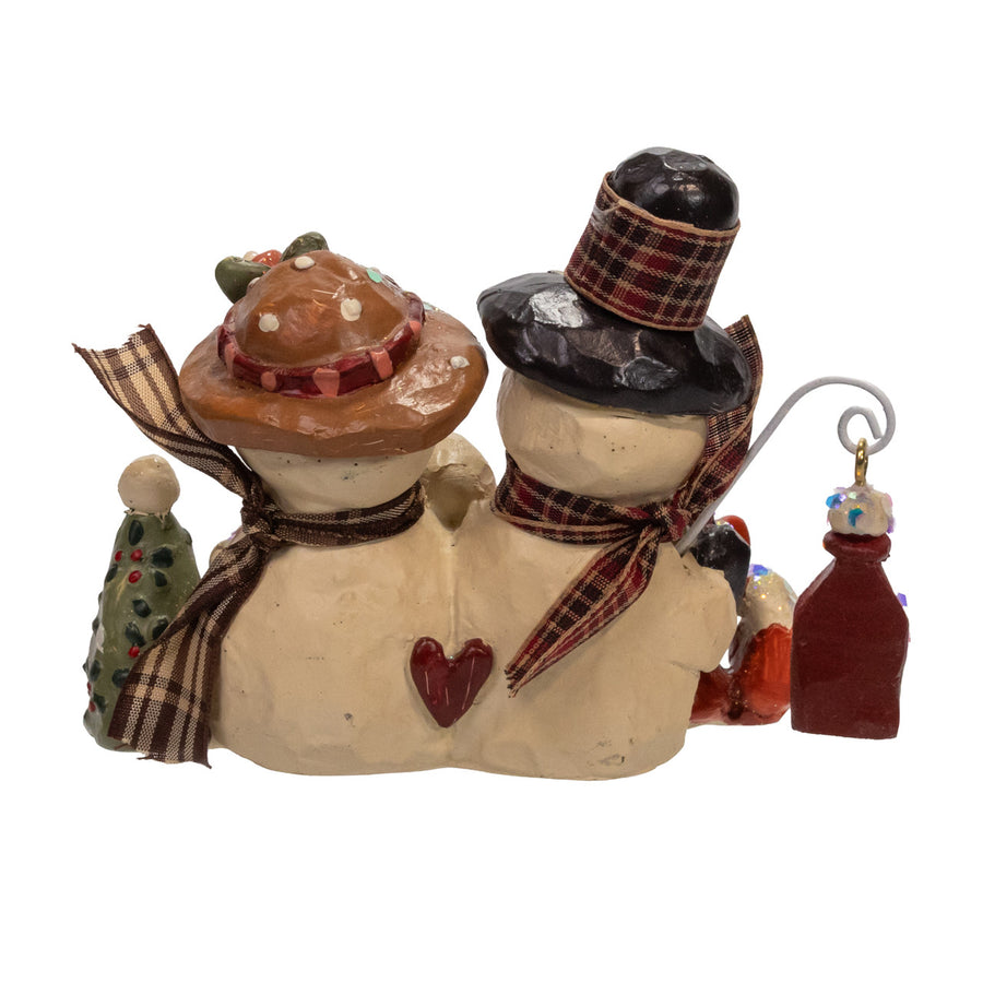 5.25" Snow Town Family With Animals Table Piece