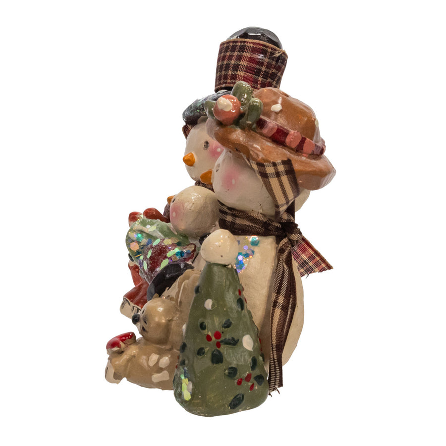 5.25" Snow Town Family With Animals Table Piece