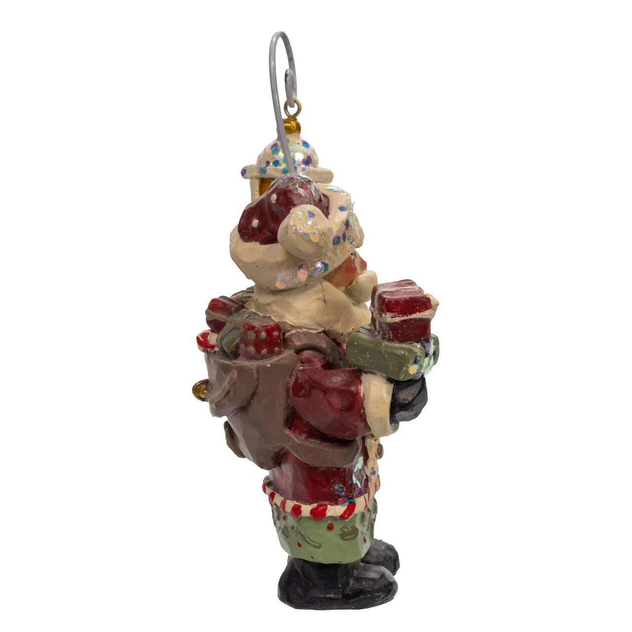 6.75" Snow Town Santa Holding Lamp Post Table Piece