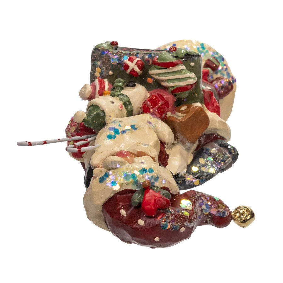 9" Snow Town Santa With Gift & Snowman Table Piece