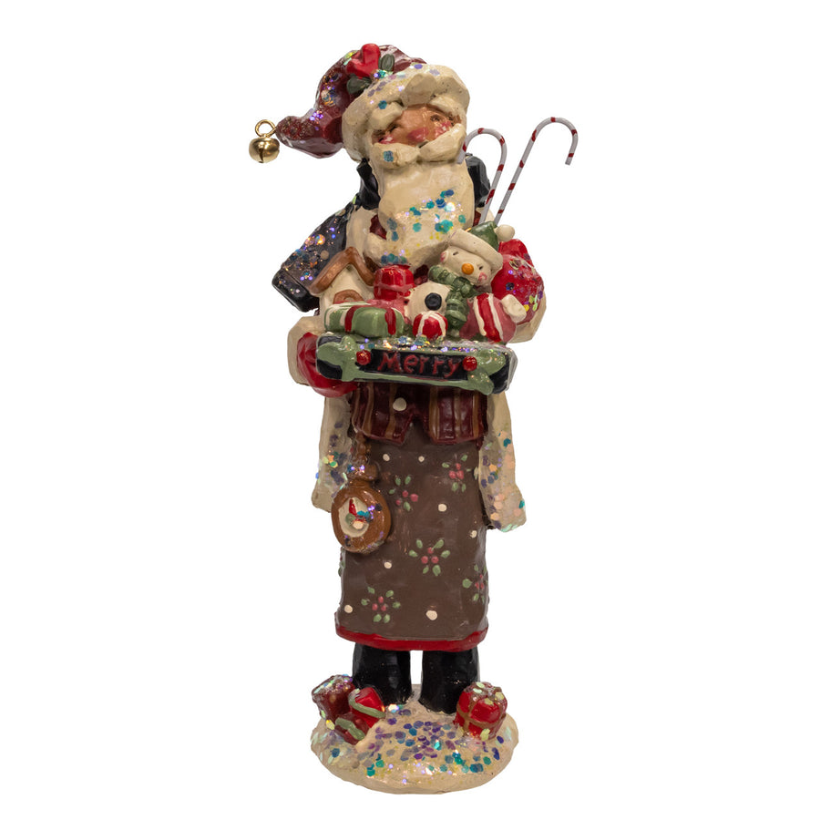 9" Snow Town Santa With Gift & Snowman Table Piece