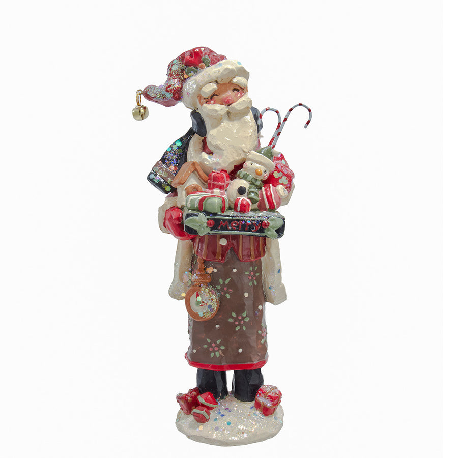 9" Snow Town Santa With Gift & Snowman Table Piece