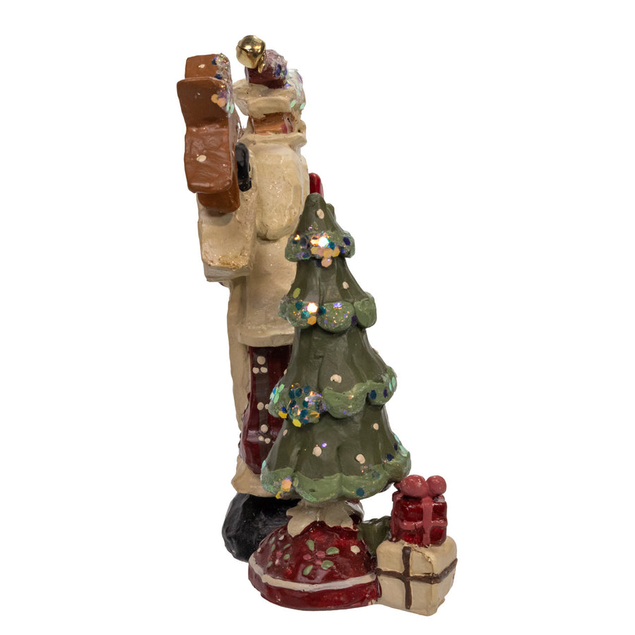 6.75" Snow Town Santa With Tree Table Piece