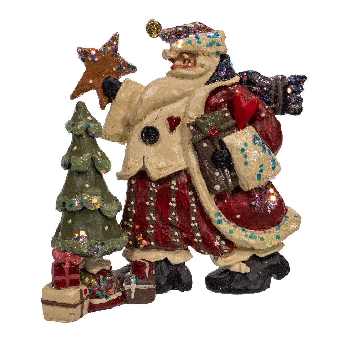 6.75" Snow Town Santa With Tree Table Piece