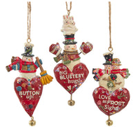 Snowman With Sayings Heart Banner Ornaments