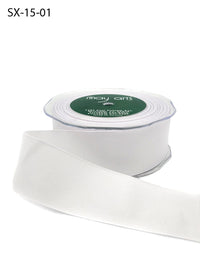 ~1.5 Inch Heavy-Weight (higher thread count) Classic Grosgrain Ribbon with Woven Edge – SX-15-01 White