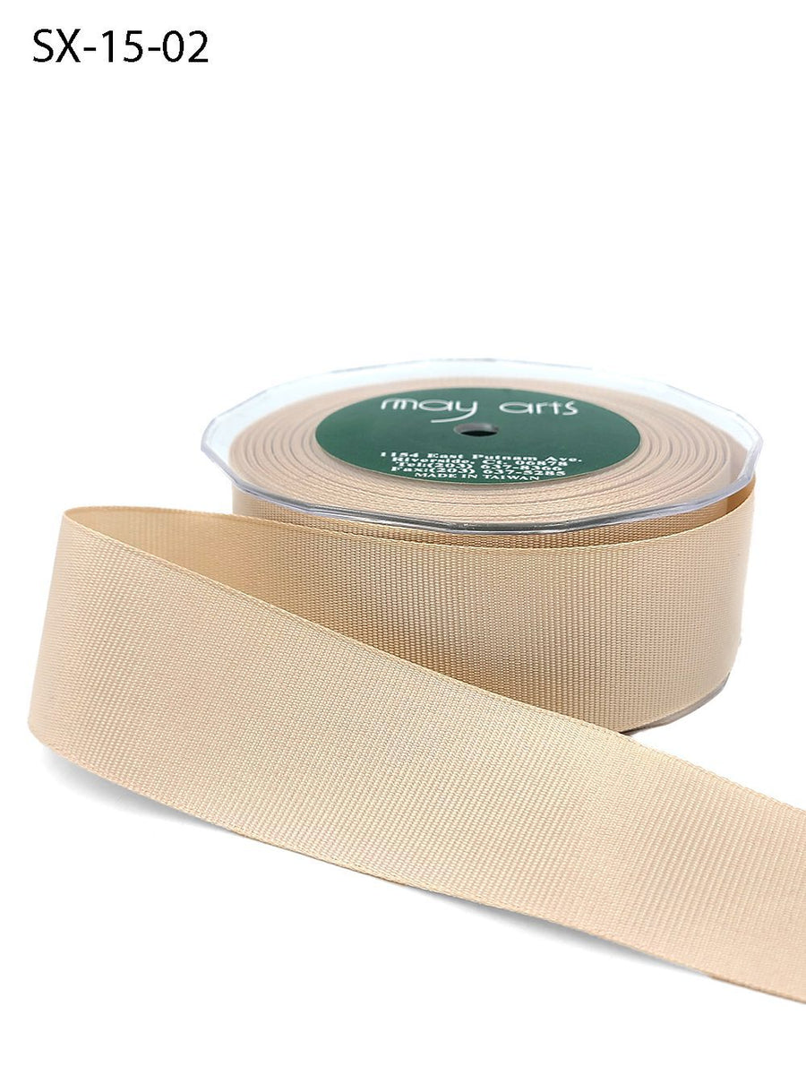 ~1.5 Inch Heavy-Weight (higher thread count) Classic Grosgrain Ribbon with Woven Edge – SX-15-02 Champagne