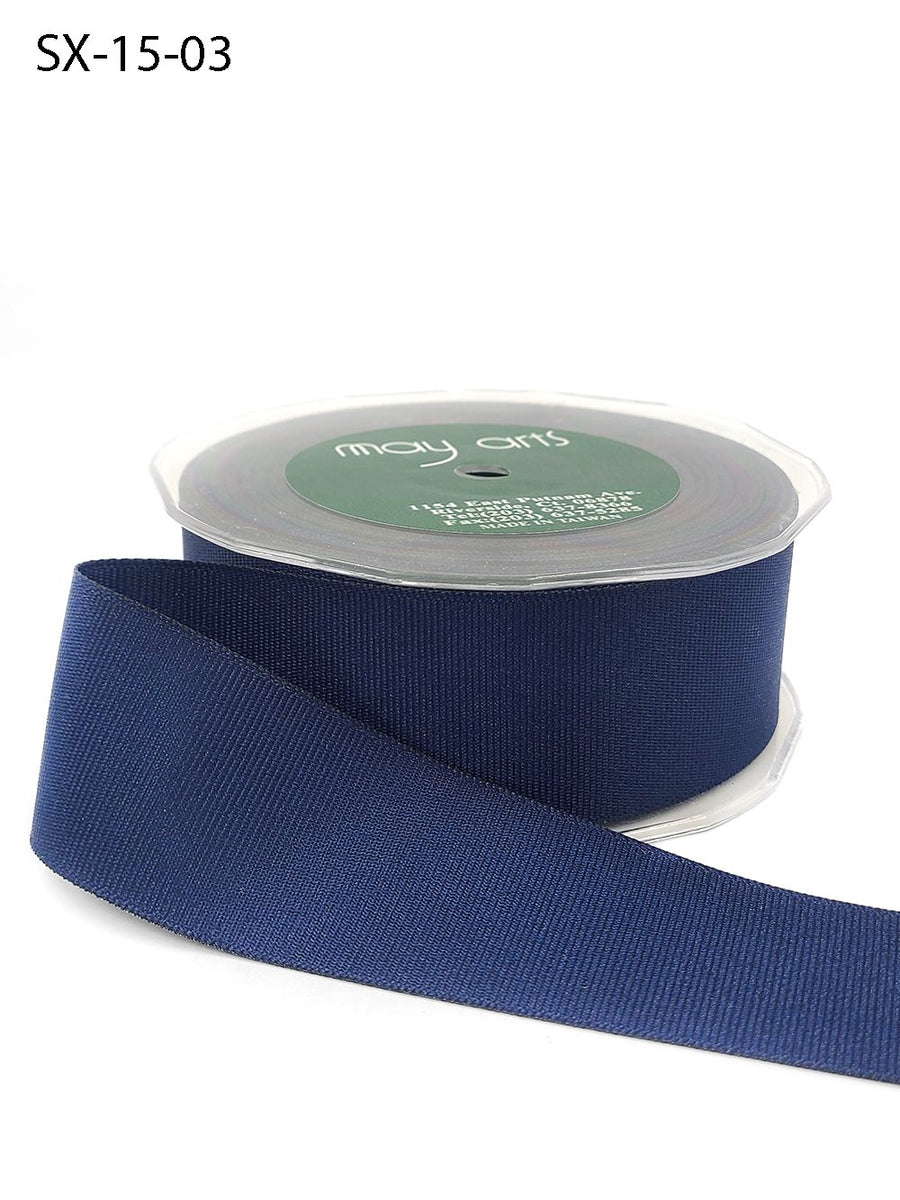~1.5 Inch Heavy-Weight (higher thread count) Classic Grosgrain Ribbon with Woven Edge – SX-15-03 Navy