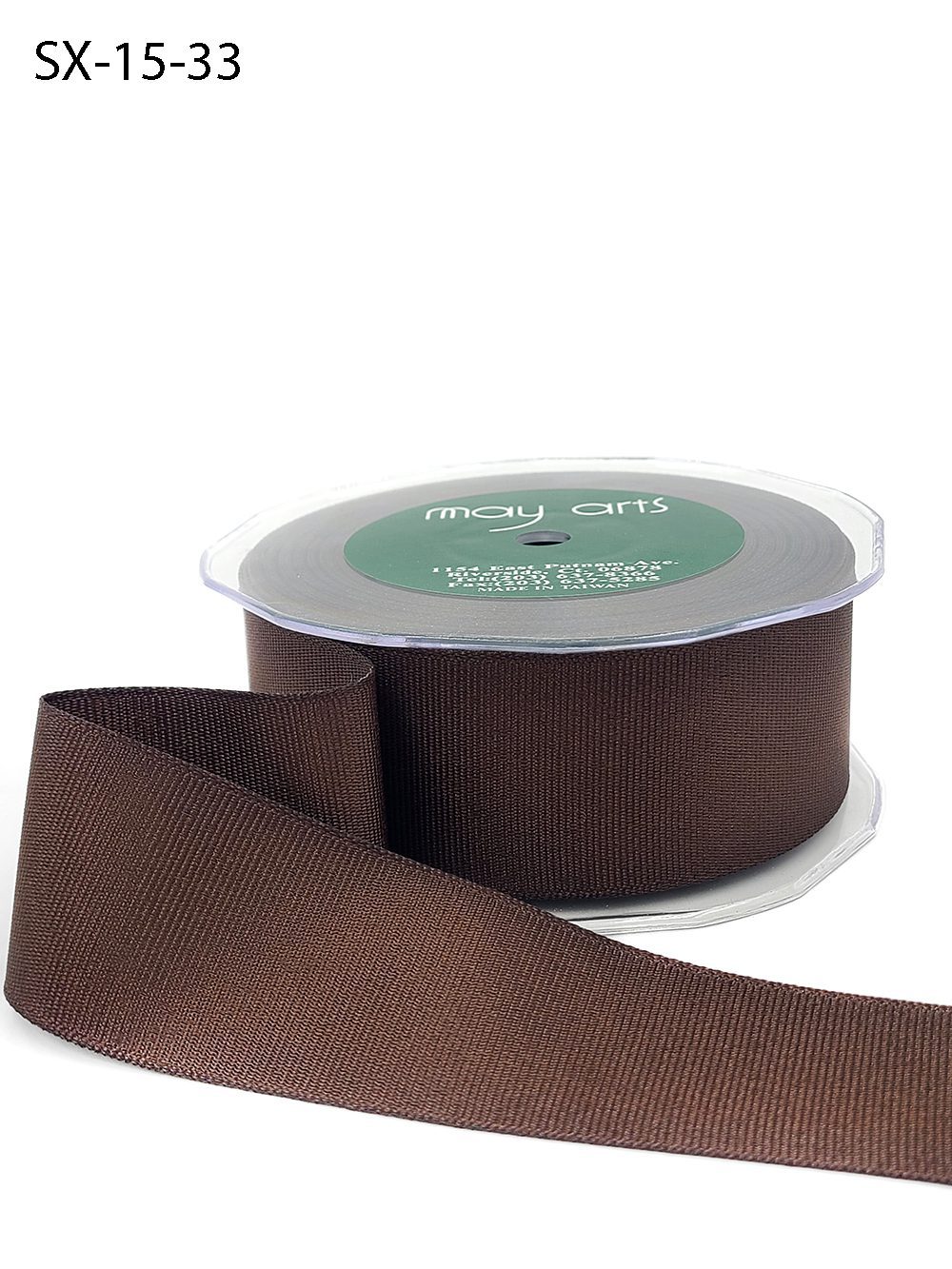 ~1.5 Inch Heavy-Weight (higher thread count) Classic Grosgrain Ribbon with Woven Edge – SX-15-33 Brown