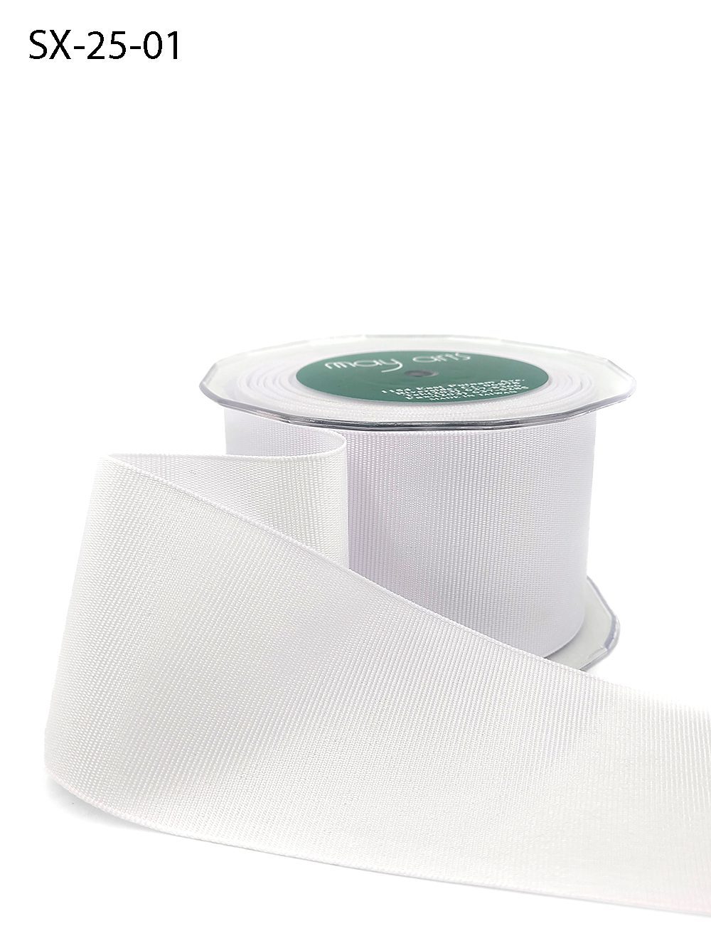 ~2.5 Inch Heavy-Weight (higher thread count) Classic Grosgrain Ribbon with Woven Edge – SX-25-01 white
