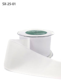 ~2.5 Inch Heavy-Weight (higher thread count) Classic Grosgrain Ribbon with Woven Edge – SX-25-01 white