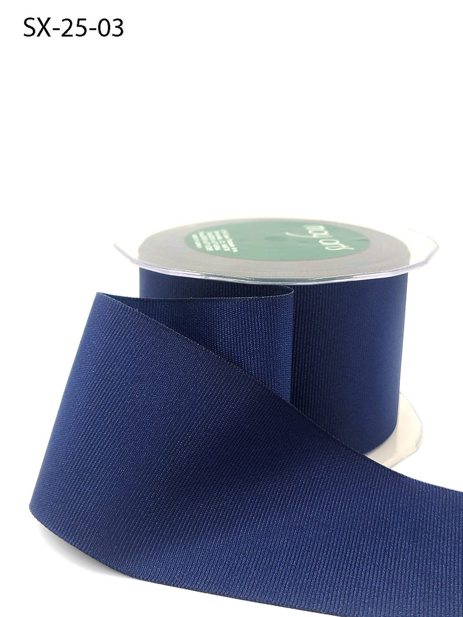 ~2.5 Inch Heavy-Weight (higher thread count) Classic Grosgrain Ribbon with Woven Edge – SX-25-03 navy