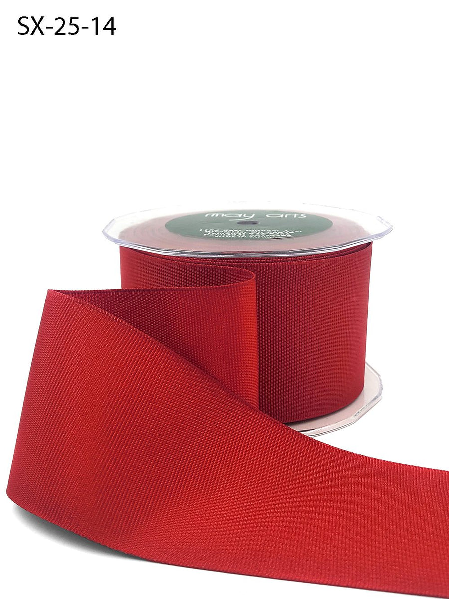 ~2.5 Inch Heavy-Weight (higher thread count) Classic Grosgrain Ribbon with Woven Edge – SX-25-14 red