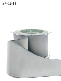 ~2.5 Inch Heavy-Weight (higher thread count) Classic Grosgrain Ribbon with Woven Edge – SX-25-31 silver
