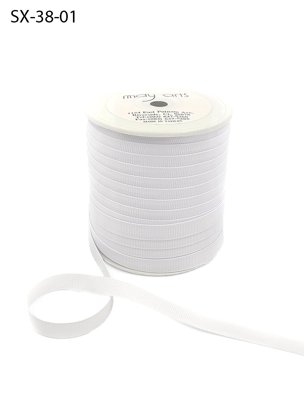 3/8 Inch Heavy-Weight (higher thread count) Classic Grosgrain Ribbon with Woven Edge – SX-38-01 WHITE
