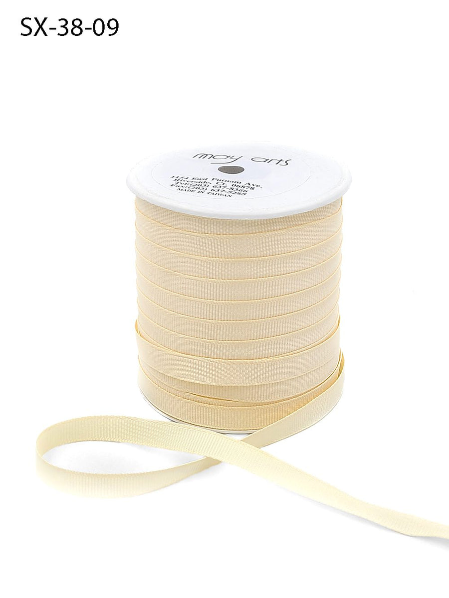3/8 Inch Heavy-Weight (higher thread count) Classic Grosgrain Ribbon with Woven Edge – SX-38-09 IVORY