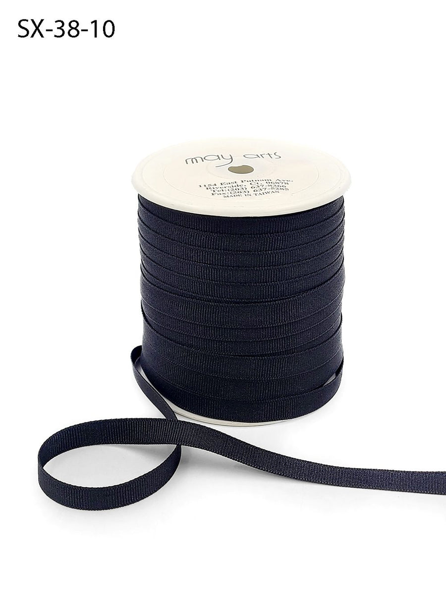 3/8 Inch Heavy-Weight (higher thread count) Classic Grosgrain Ribbon with Woven Edge – SX-38-10 BLACK