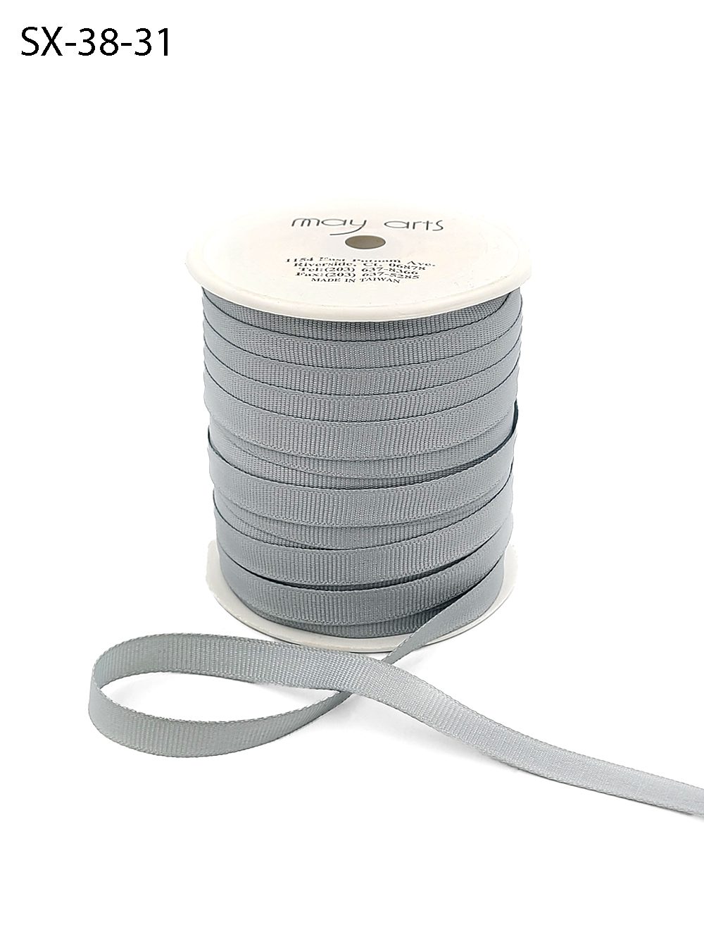 3/8 Inch Heavy-Weight (higher thread count) Classic Grosgrain Ribbon with Woven Edge – SX-38-31 SILVER
