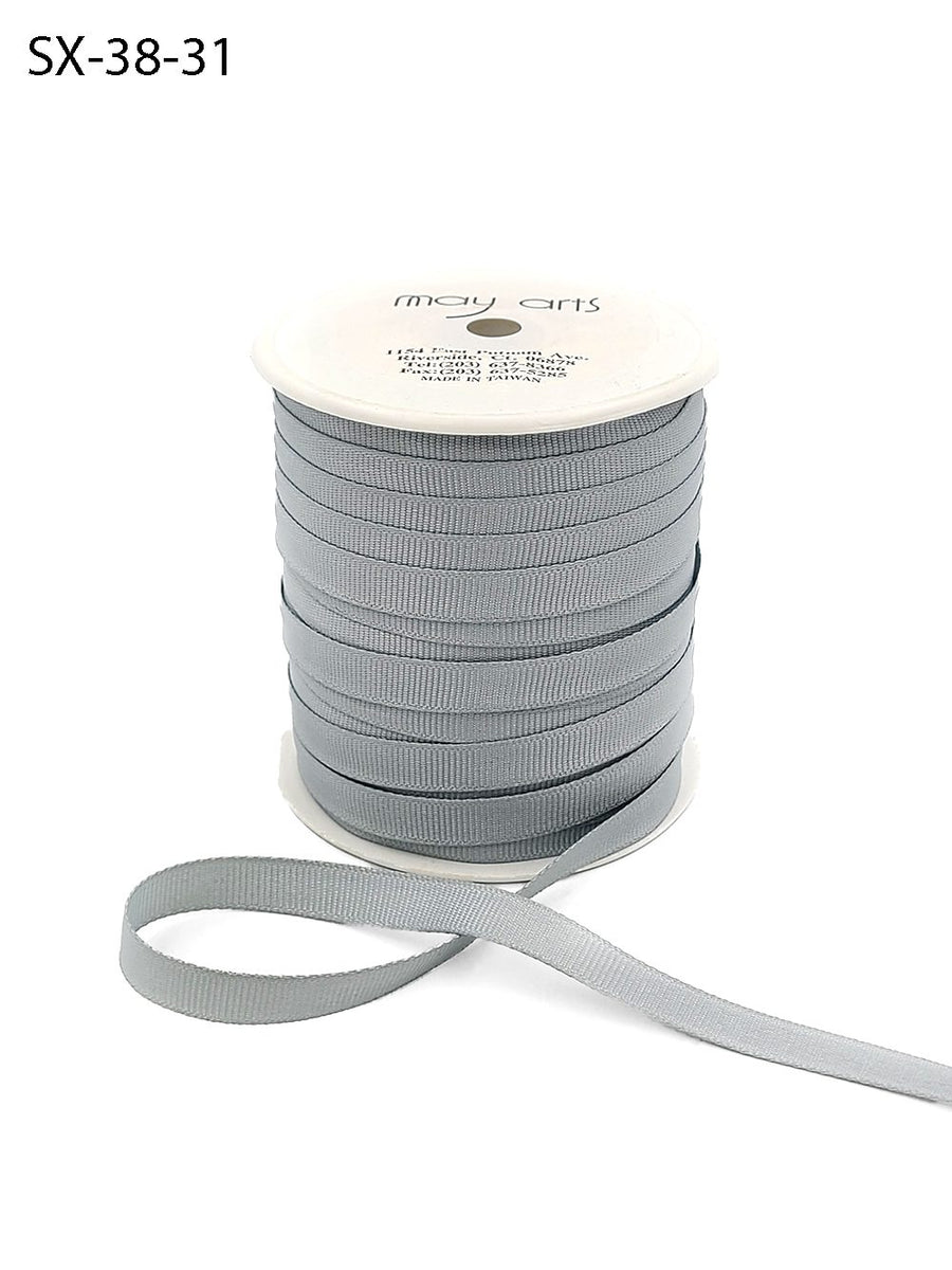 3/8 Inch Heavy-Weight (higher thread count) Classic Grosgrain Ribbon with Woven Edge – SX-38-31 SILVER