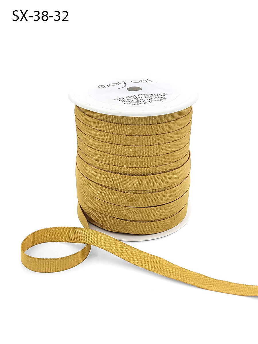 3/8 Inch Heavy-Weight (higher thread count) Classic Grosgrain Ribbon with Woven Edge – SX-38-32 ANTIQUE GOLD