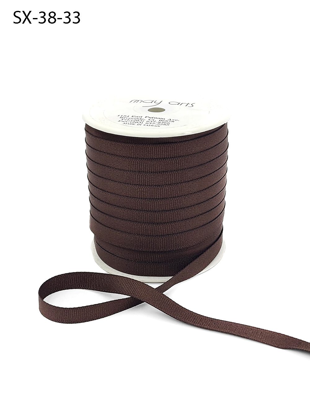 3/8 Inch Heavy-Weight (higher thread count) Classic Grosgrain Ribbon with Woven Edge – SX-38-33 BROWN
