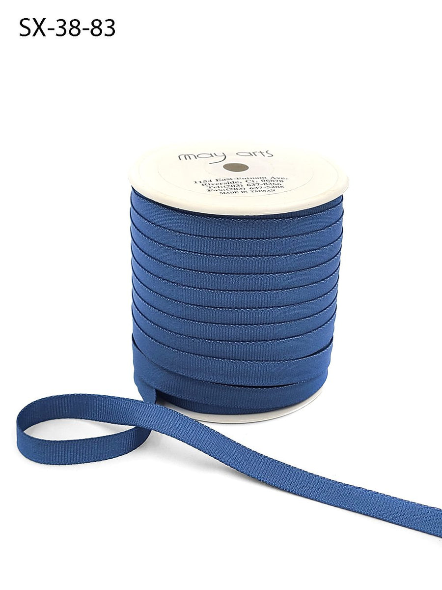 3/8 Inch Heavy-Weight (higher thread count) Classic Grosgrain Ribbon with Woven Edge – SX-38-83 SLATE BLUE