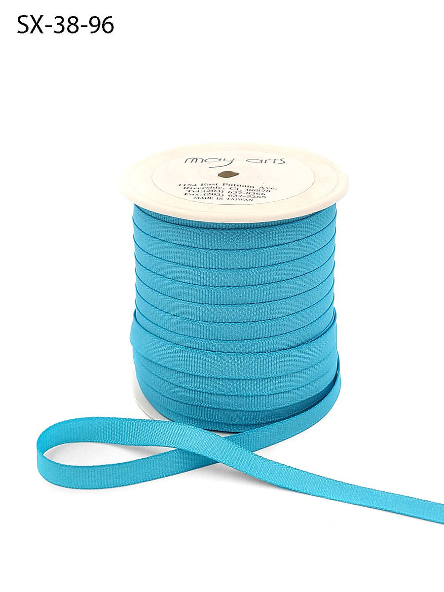 3/8 Inch Heavy-Weight (higher thread count) Classic Grosgrain Ribbon with Woven Edge – SX-38-96 TURQUOISE