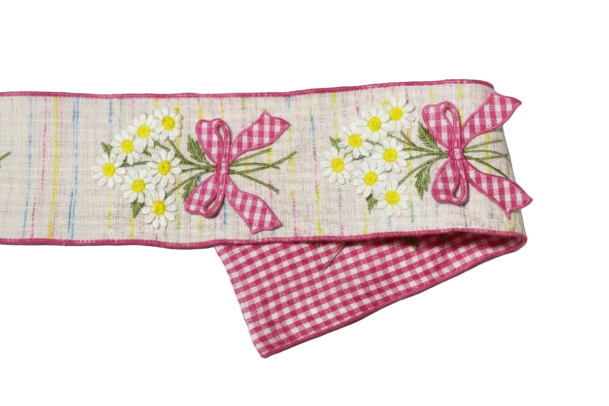 Pre-Order 2026- SPRING 4"X5Y FLOWER BOUQUET WIRED RIBBON