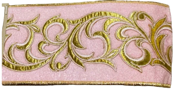 Pre-Order 2026- Pink Velvet with Gold 4" Wired Ribbon