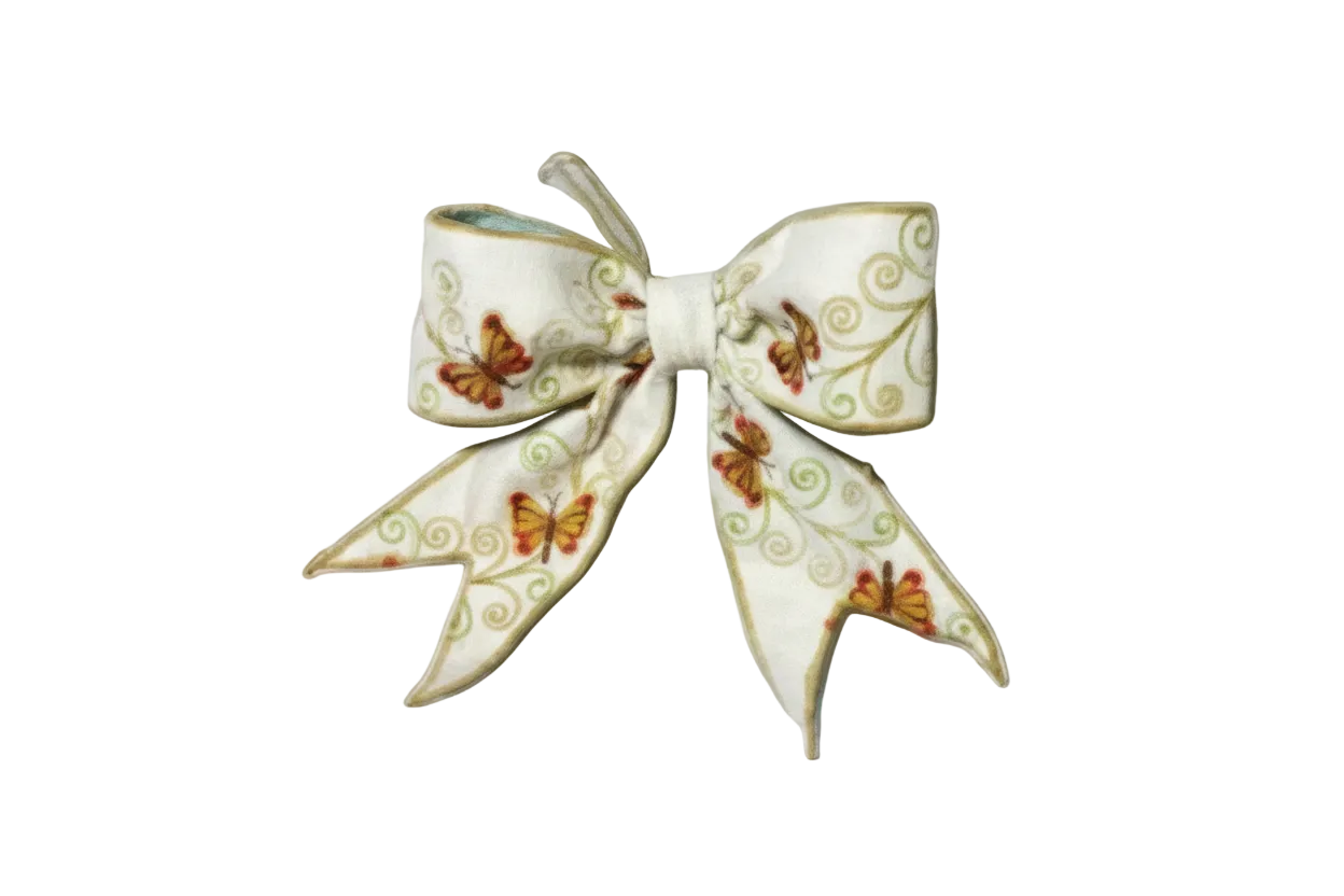 Butterfly Collection Ivory Pre-Made Bow 4"x 12"
