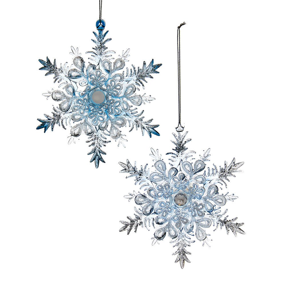 Blue and Transparent Snowflake Ornaments