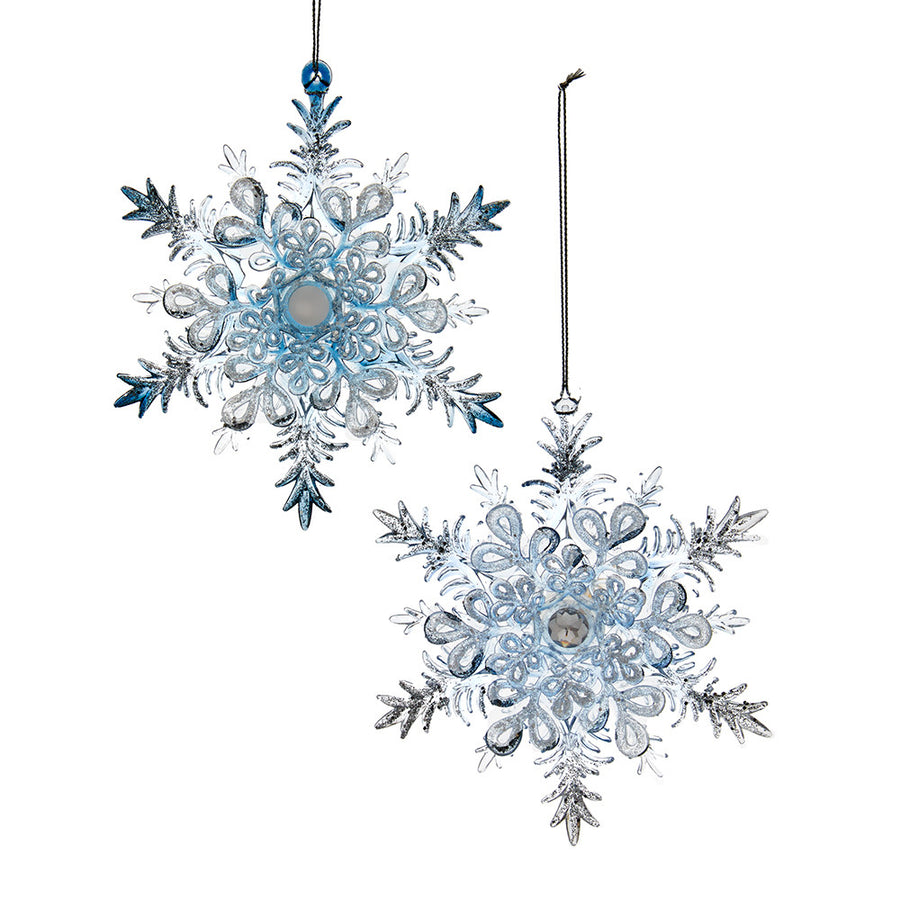 Blue and Transparent Snowflake Ornaments