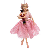 Pink Clara Holding Nutcracker Ornament