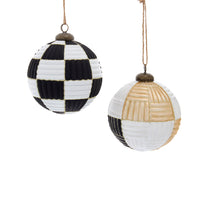 100MM Glass Black, White & Gold Ball Ornaments