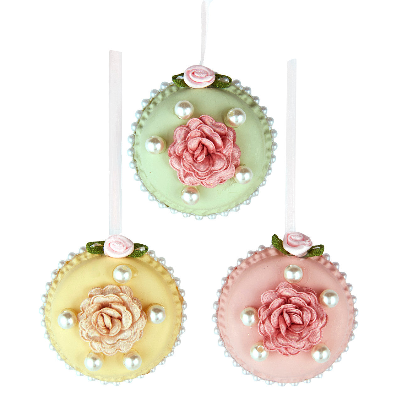 Tea Rose Macaron Ornaments