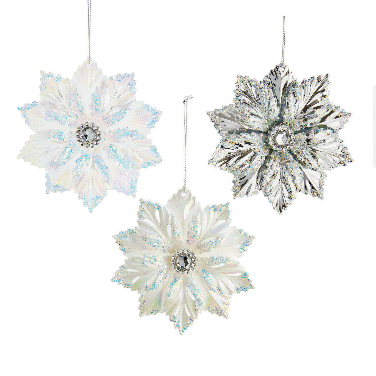 Opalescent Poinsettia Ornaments