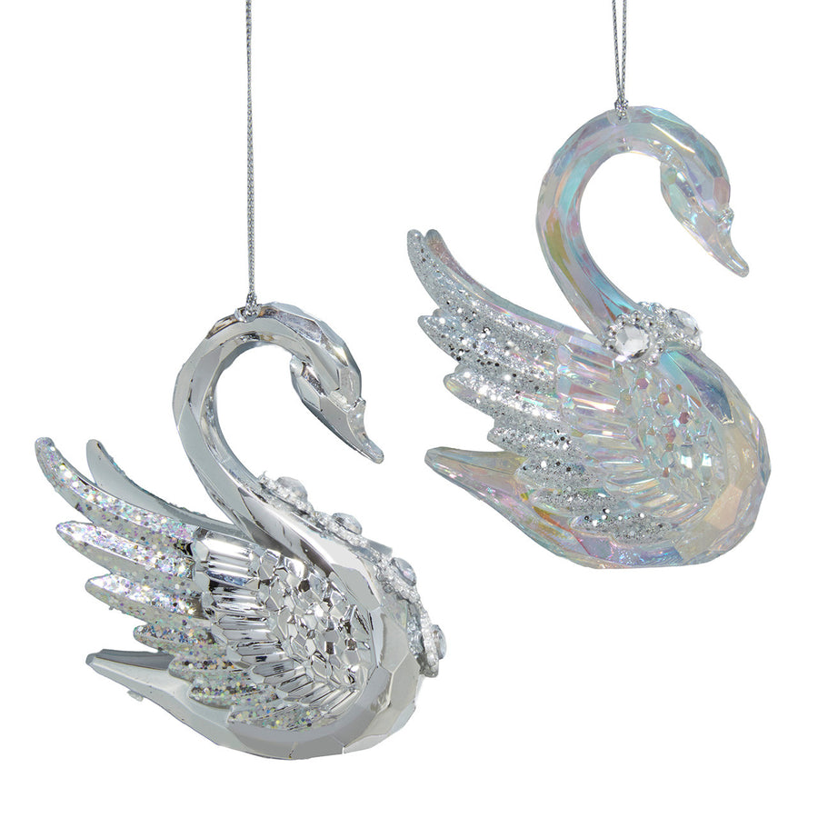 Opalescent Swan Ornaments