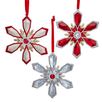 Silver, Platinum & Red Flower Ornaments