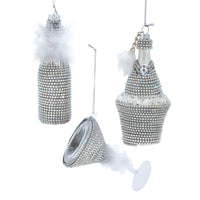 Bedazzled Glass Bottle & Martini Ornaments