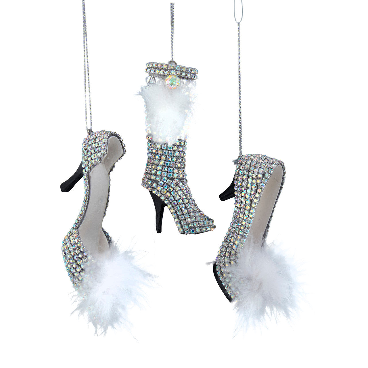Bedazzled Silver High Heel Ornaments