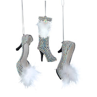 Bedazzled Silver High Heel Ornaments