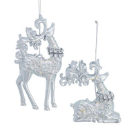 Silver Standing and Sitting Deer Ornaments