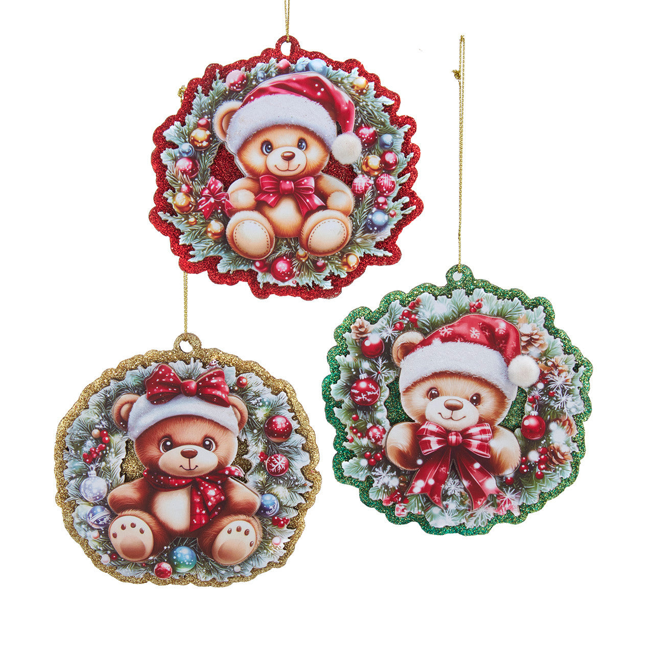 Bear In Wreath Ornaments