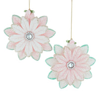 Pink & Green Poinsettia Ornaments