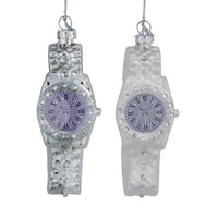 Glass Silver & White Watch Ornaments