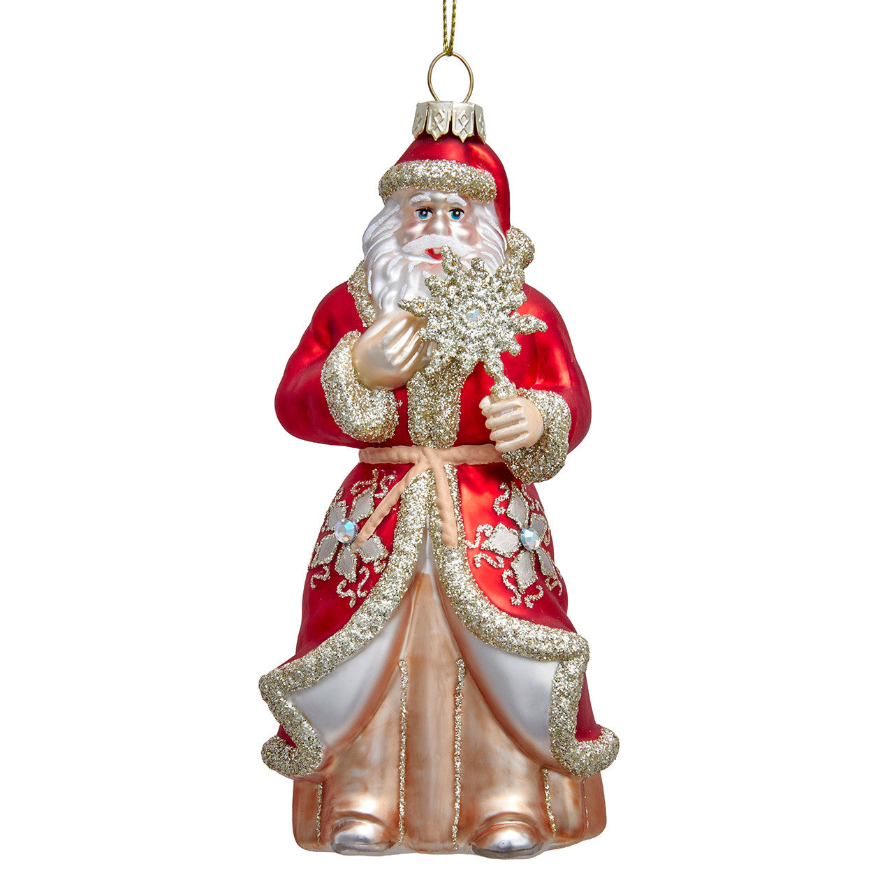 Glass Holiday Diamonds Santa Ornament