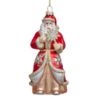 Glass Holiday Diamonds Santa Ornament