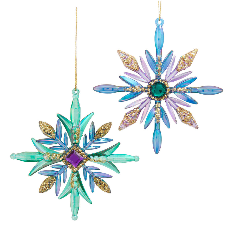 Peacock Colored Snowflake Ornaments